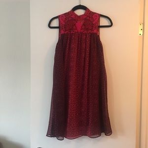 Anthropologie red pink dress